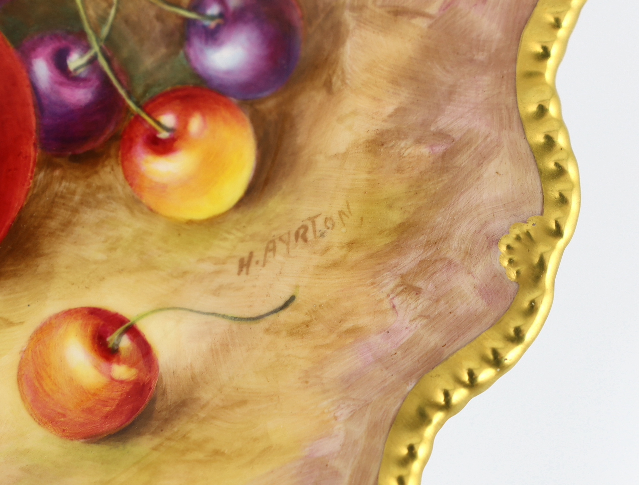A Royal Worcester fruit painted comport, by H. Ayrton, 1960s